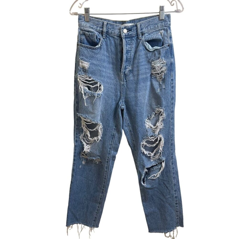 Pacsun Dristressed Jean Women's Size 26 Blue High Rise Straight Belt Loop